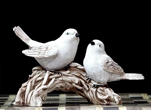 Elegant White Bird Pair Statue - Decorative Bird & Animal Showpiece for Home Déc