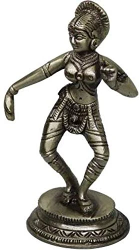 Handcrafted Brass & Silver Dancing Lady Decorative Showpiece - 14 cm