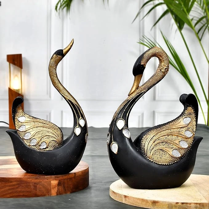 Elegant Swan Pair Sculpture - Large Decorative Figurine for Home Decor & Showpie