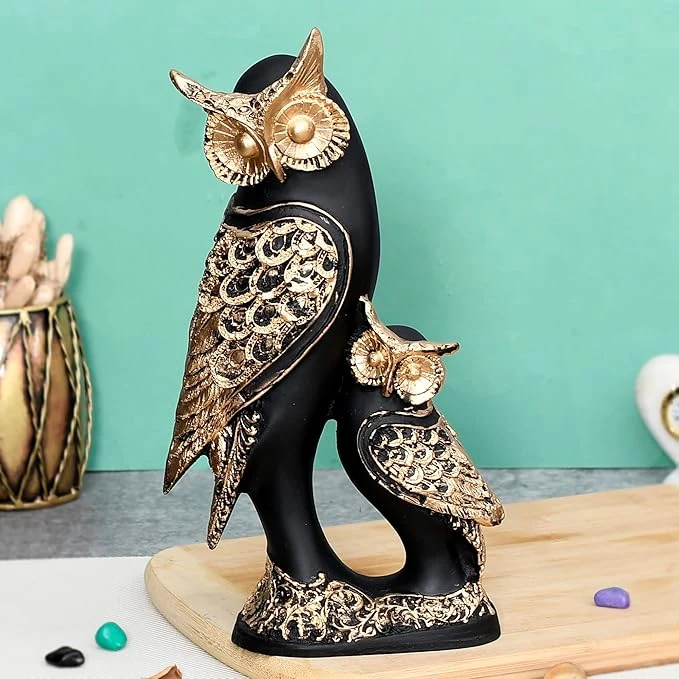 Multicolor Owl Family Decorative Showpiece for Living Room Home Decor – 35 cm Po