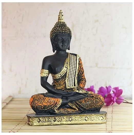 Polyresin Meditating Lord Buddha Figurine - Multicolour Showpiece, 16.5 x 25 x 6