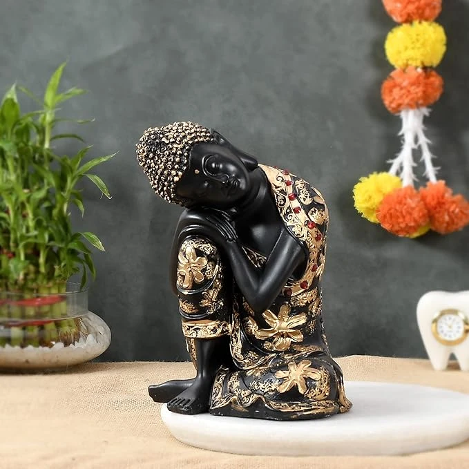 Black Golden Thinking Lord Buddha Showpiece Gifting Someone Special Decorative S