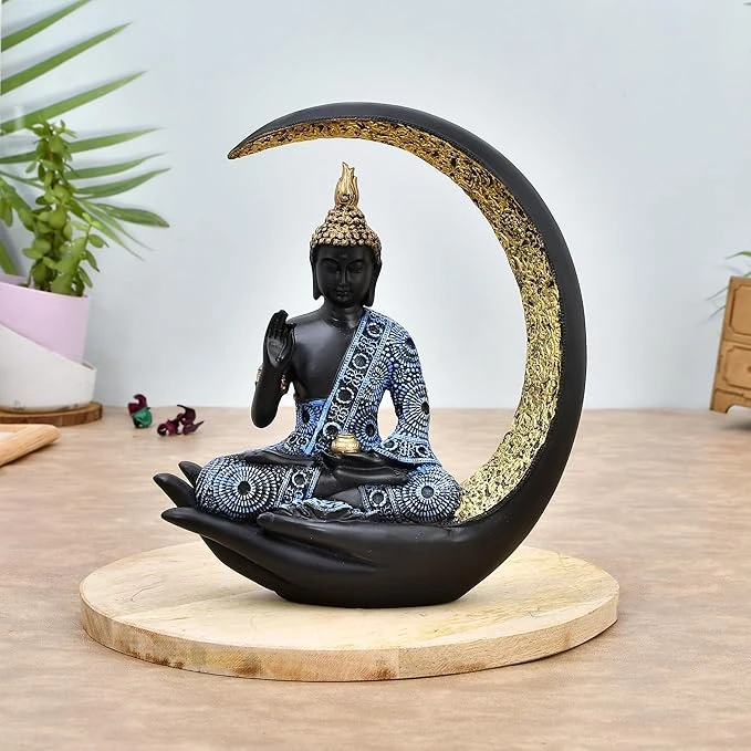 Samadhi Buddha Sitting On Chand for Home Decor Showpiece Figurine