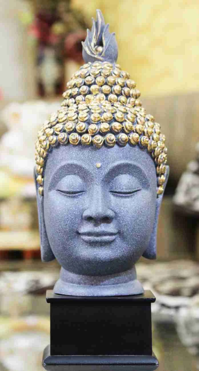 Antique Colourfull Lord Gautam Buddha Face with Wooden Base Showpiece(15 * 5 * 5