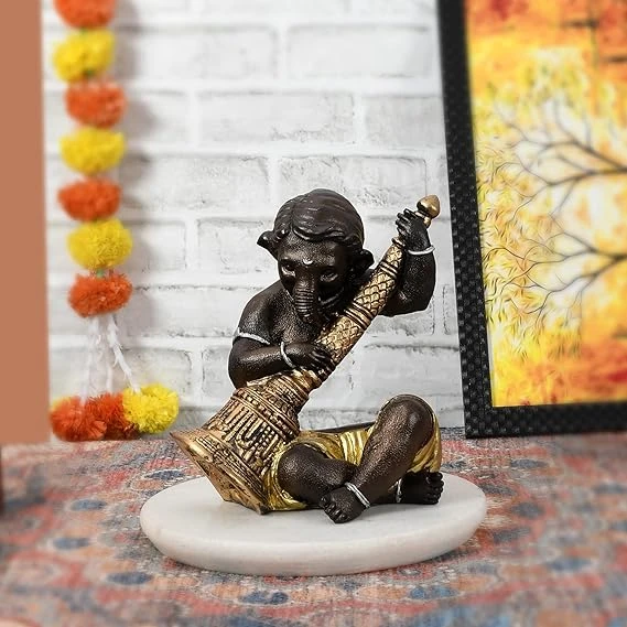 Instrument Ganesha Decorative Showpiece Lovely Statue Home Decor Gifting Purpose