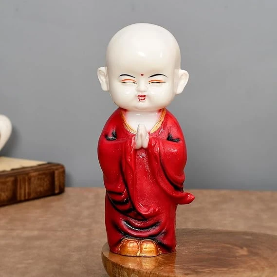 Hand Crafted Red Baby Namaste Buddha for Home Decor/Gifting/Living Room Decorati