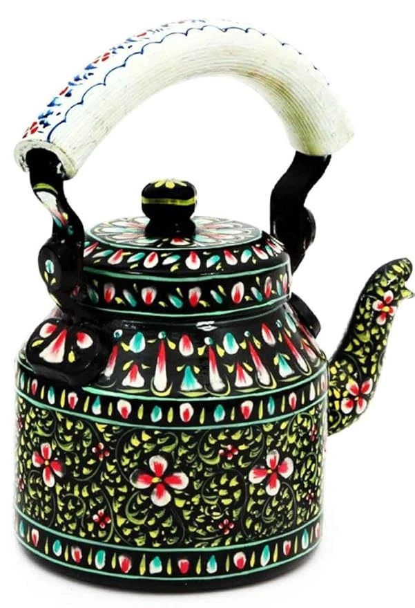 Handpainted Traditional Aluminium Colourfull Decorative Tea Kettle(8.5  8.25  5.