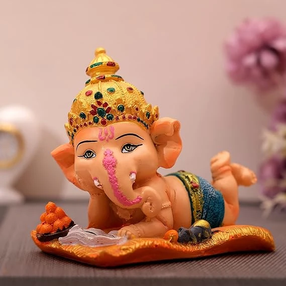 Serene Ganesha Reading Book Figurine - Relaxing Home Décor Showpiece for Tranqui