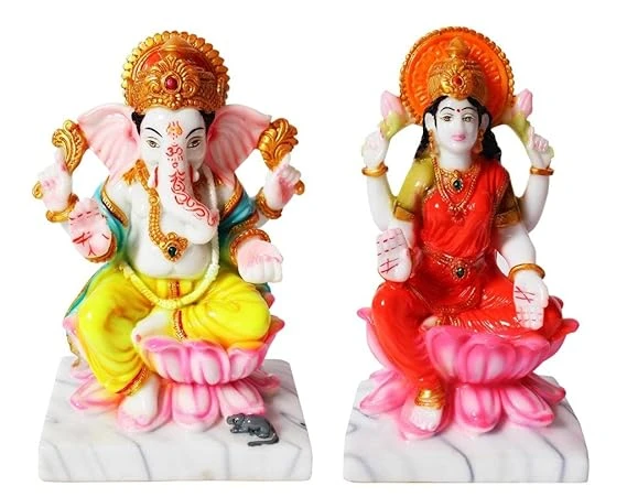 Handcrafted Elegant Lord Ganesha & Lakshmi Ji Showpiece – 7x5x3 Inches Decorativ