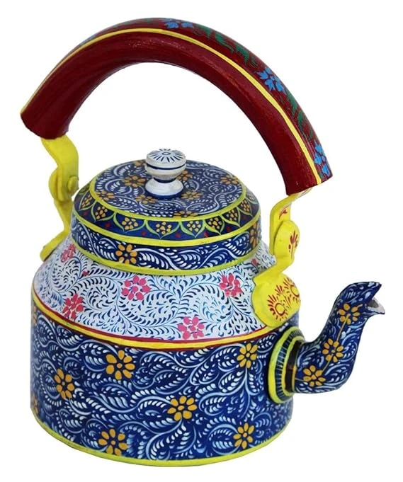 Handpainted Traditional Aluminium Colourfull Decorative Tea Kettle(8.5 * 8.25 * 